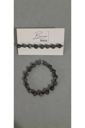 دستبند جواهر طوسی زنانه سنگ طبیعی burcum aksesuar - کد 899186850
