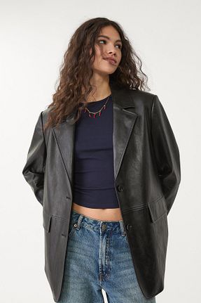 کت بلیزر مشکی زنانه پلی اورتان Stradivarius - کد 899177355