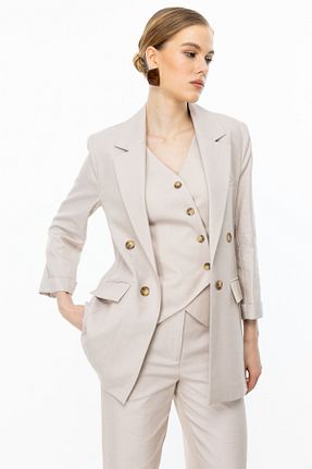 کت بژ زنانه Straight Ekol - کد 899193426