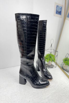 چکمه مشکی زنانه چرم مصنوعی İmerShoes - کد 890175431