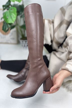 چکمه سرمه ای زنانه چرم مصنوعی İmerShoes - کد 886435402