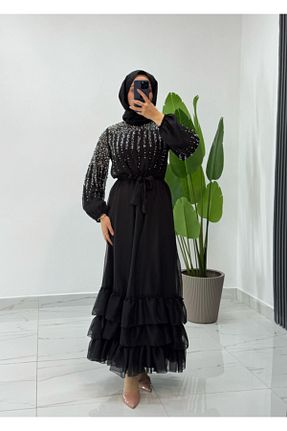 لباس مجلسی حجاب مشکی زنانه یقه ایستاده Modarana - کد 899211162