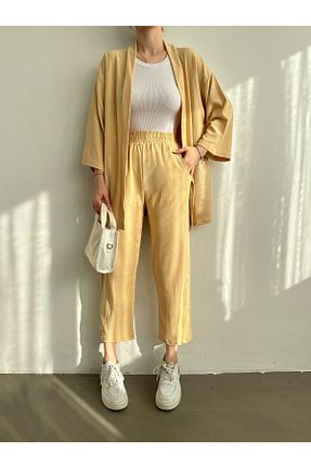 ست بالاتنه و پائین تنه بژ زنانه بافتنی BEJNA - کد 337992234