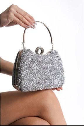کیف مجلسی طوسی زنانه پارچه ای eflanmoda - کد 899222915