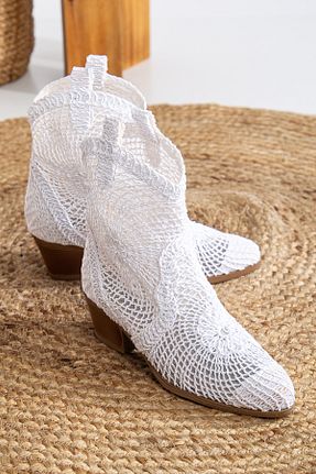 بوت / نیم بوت سفید زنانه چرم مصنوعی Mc vay Shoes - کد 899251790