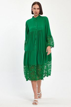 لباس سایز بزرگ سبز زنانه توری bacc - کد 899253077