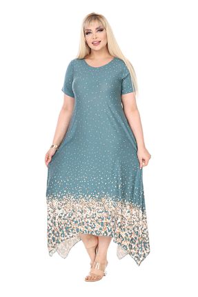 لباس سایز بزرگ سبز زنانه مخلوط ویسکون MELSAY - کد 899254811