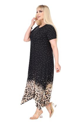 لباس سایز بزرگ مشکی زنانه مخلوط ویسکون MELSAY - کد 899257778