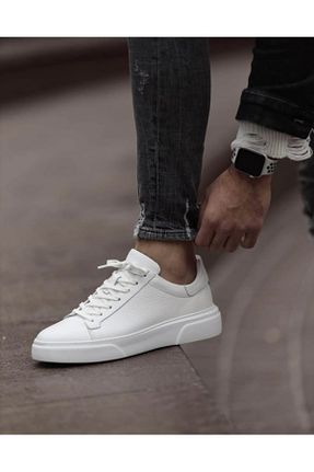 کفش اسنیکر سفید مردانه چرم اصل Leathermens - کد 898115796