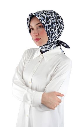 روسری سرمه ای کرپ ساتن ابریشم Bursa İpek - کد 899273268