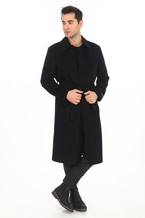 پالتو مشکی مردانه پشمی ŞAN GİYİM - کد 899290437