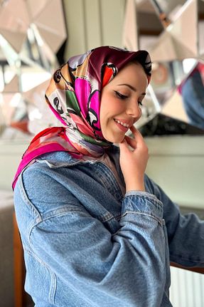 روسری رنگی کرپ ساتن ابریشم Armine - کد 806625759