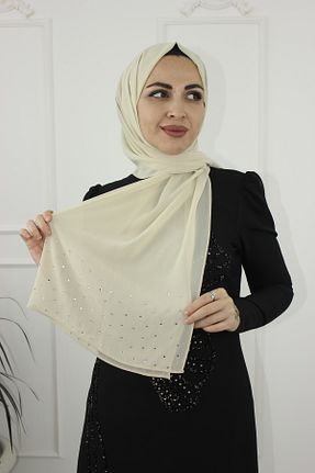 روسری بژ شیفون Modabanuda - کد 899302601