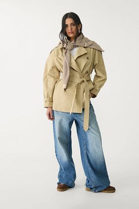 ترنچکت بژ زنانه پنبه ای Stradivarius - کد 899986229