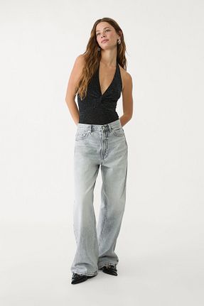 بادی مشکی زنانه یقه هفت Stradivarius - کد 899325833