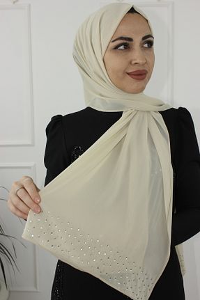 روسری بژ شیفون Modabanuda - کد 899306653