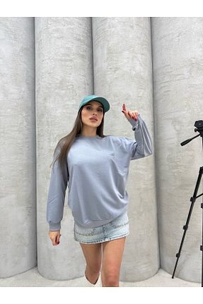 سوئیشرت آبی زنانه ساده RESSHO - کد 899303111