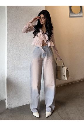 شلوار جین صورتی زنانه پاچه گشاد Swet Shop Jeans - کد 899307224