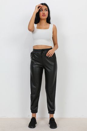 شلوار مشکی زنانه چرم مصنوعی MODA UGS - کد 903995089