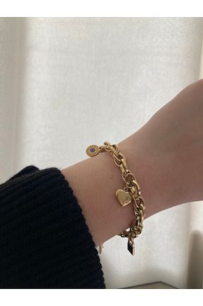 دستبند استیل (فولاد) طلائی زنانه استیل ضد زنگ ırmco - کد 899393724