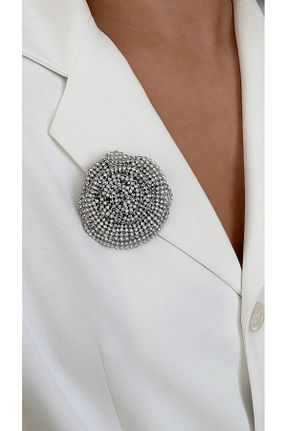 سنجاق سینه طوسی زنانه فلزی Âlâ Atelier - کد 899411826