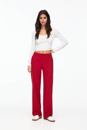 شلوار قرمز زنانه پلی استر Pull & Bear - کد 901864316