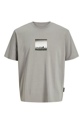 تیشرت سایز بزرگ طوسی مردانه رگولار Jack & Jones - کد 900281282
