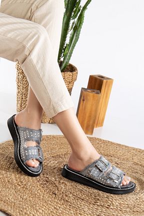صندل طوسی زنانه پاشنه تخت Mc vay Shoes - کد 899429046