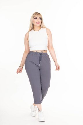 شلوار گرمکن سایز بزرگ طوسی زنانه کمر کش دار Esina - کد 899426809