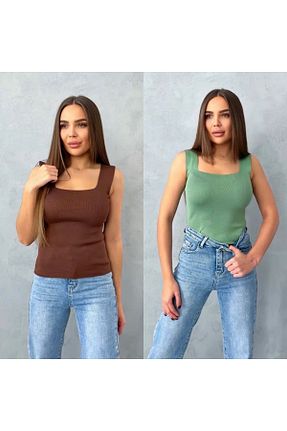 بلوز قهوه ای زنانه ساده Bisou - کد 899427630