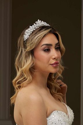 تاج سفید زنانه سنگ کریستال yusay - کد 899434764
