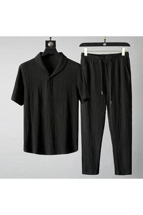 ست بالاتنه و پائین تنه مشکی مردانه بافتنی Ferhatlı - کد 899440226