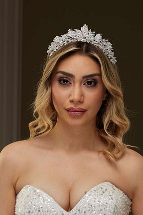 تاج سفید زنانه سنگ کریستال yusay - کد 899432853
