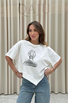 تیشرت نباتی زنانه Asimetrik Qaju - کد 846707441