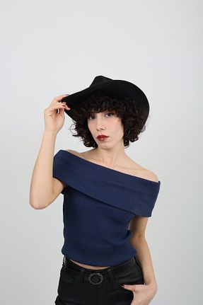 بلوز سرمه ای زنانه ساده Butik - کد 899445929