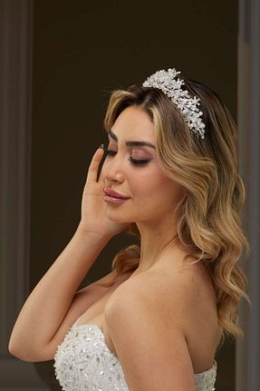 تاج سفید زنانه مروارید yusay - کد 899443908
