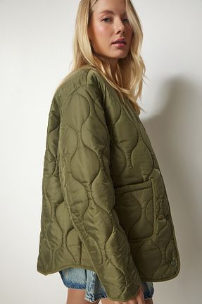 کاپشن خاکی زنانه اورسایز Lovelyİstanbul - کد 856400024