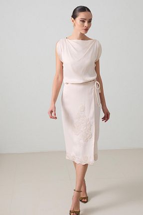 دامن بژ زنانه ویسکون Setre - کد 899484819