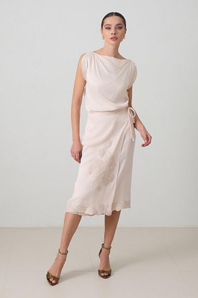 دامن بژ زنانه ویسکون Setre - کد 899484819