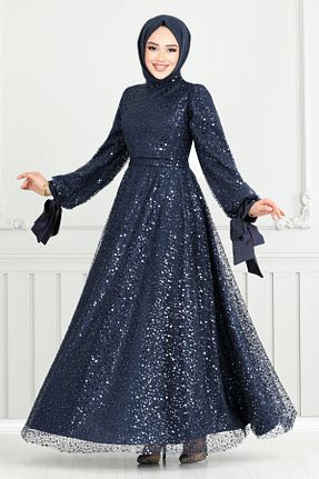 لباس مجلسی حجاب سرمه ای زنانه یقه دوچرخه ModaMerve - کد 899494798