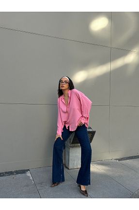پیراهن صورتی زنانه اورسایز minaaise - کد 848608640