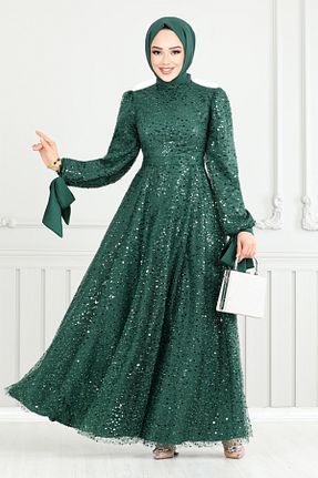 لباس مجلسی حجاب سبز زنانه یقه دوچرخه ModaMerve - کد 899494664