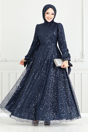 لباس مجلسی حجاب سرمه ای زنانه یقه دوچرخه ModaMerve - کد 899494798