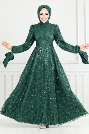 لباس مجلسی حجاب سبز زنانه یقه دوچرخه ModaMerve - کد 899494664