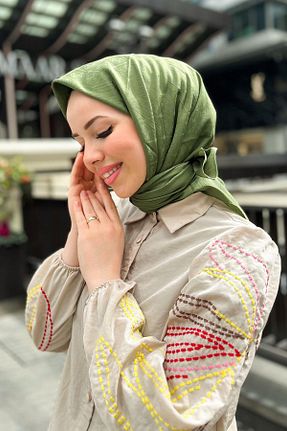 روسری سبز پنبه ای Pierre Cardin - کد 818708250