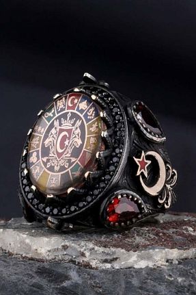 انگشتر نقره طوسی مردانه 925 عیار Diriliş Takı - کد 899512882