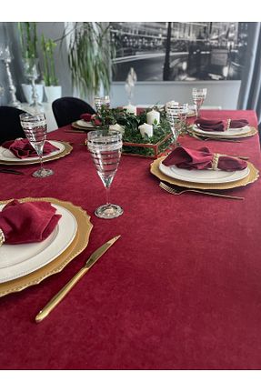 رومیزی زرشکی مخمل Decamor home - کد 225807656