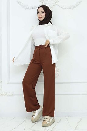 شلوار حجاب قهوه ای زنانه بافتنی giyze - کد 925939592