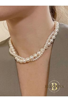 گردنبند جواهر بژ زنانه شیشه Belaco - کد 899252563