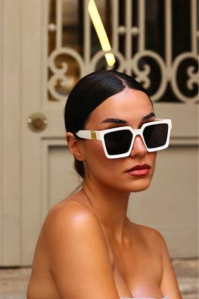 عینک آفتابی سفید زنانه 50 LUPİX - کد 899523361